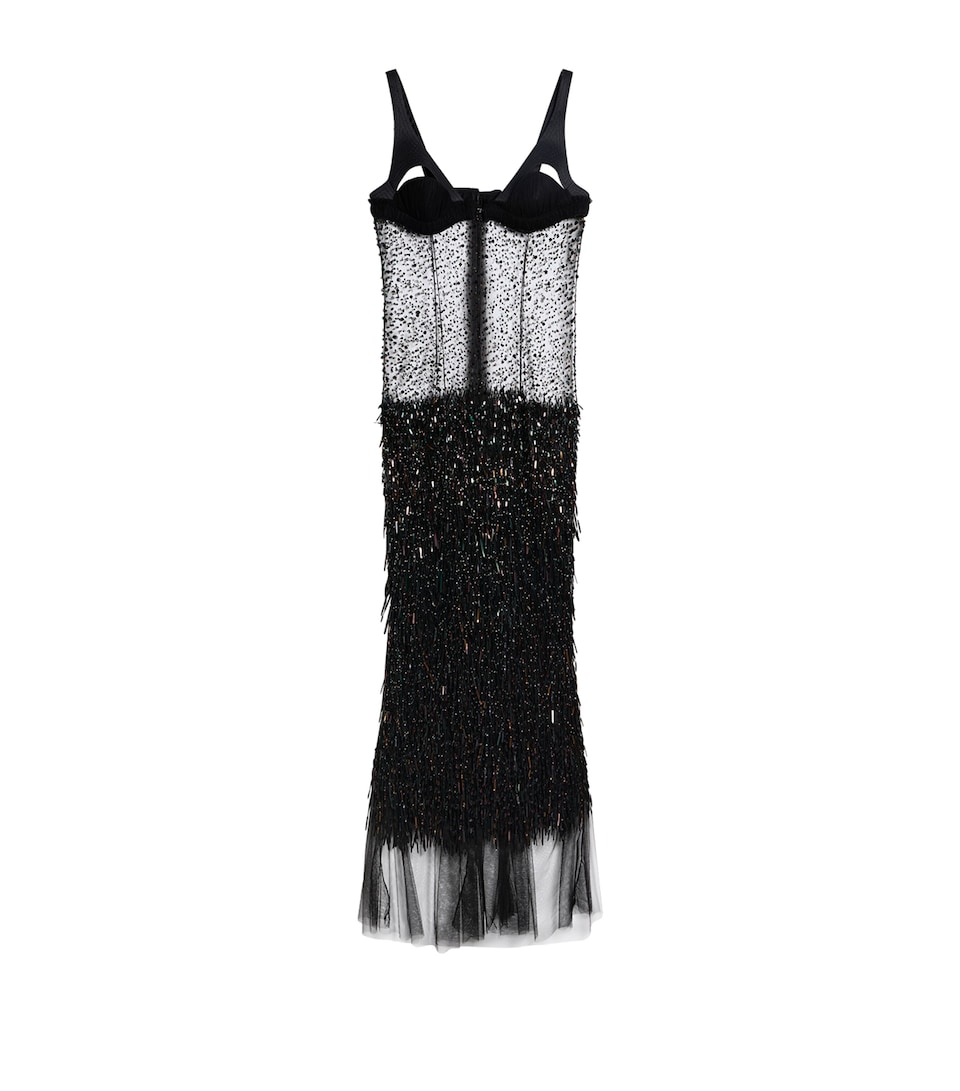 Schiaparelli Womens Sheer Embellished Maxi Dress Black
