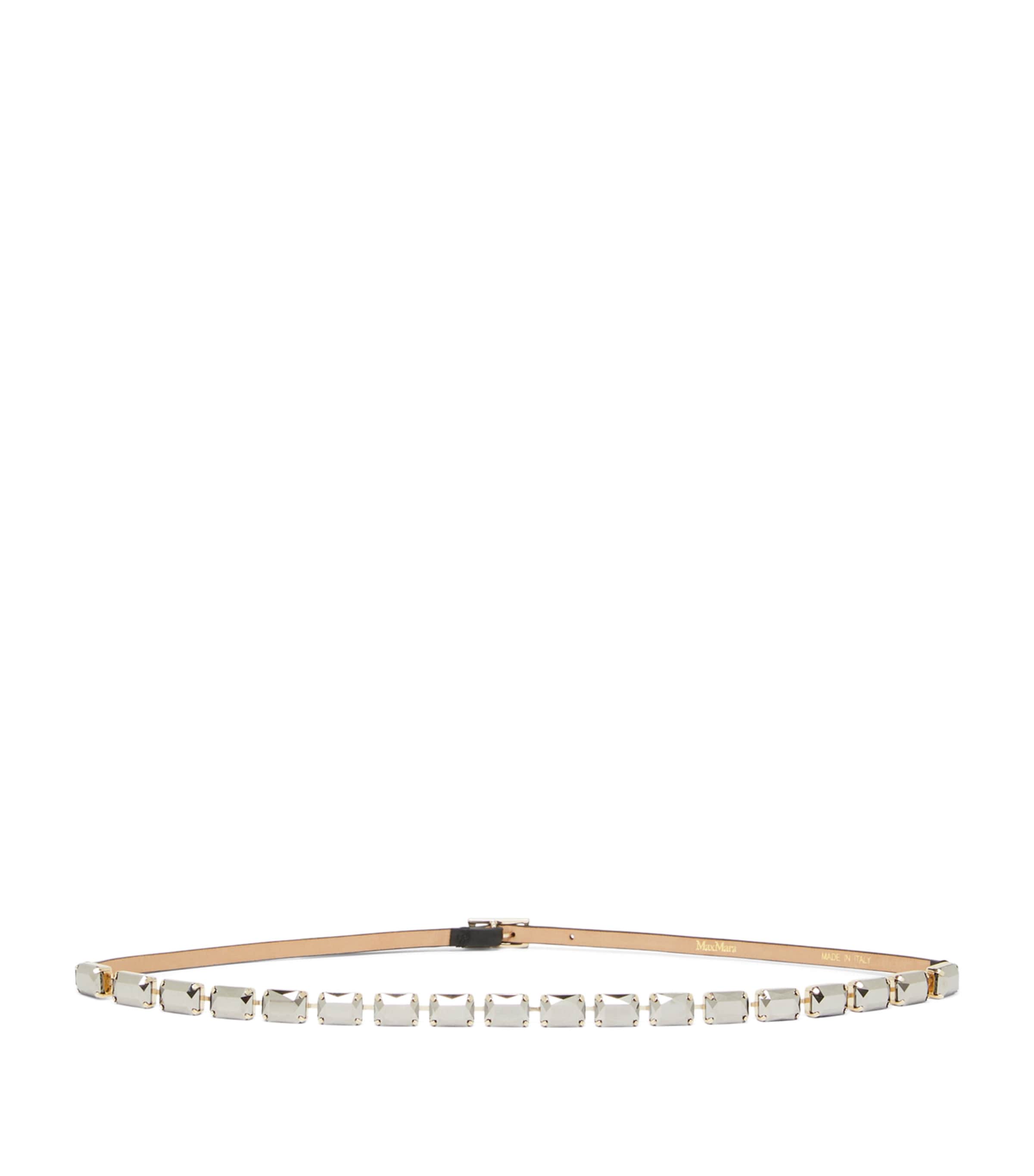 Max Mara Nappa Leather Jewelled Belt Black