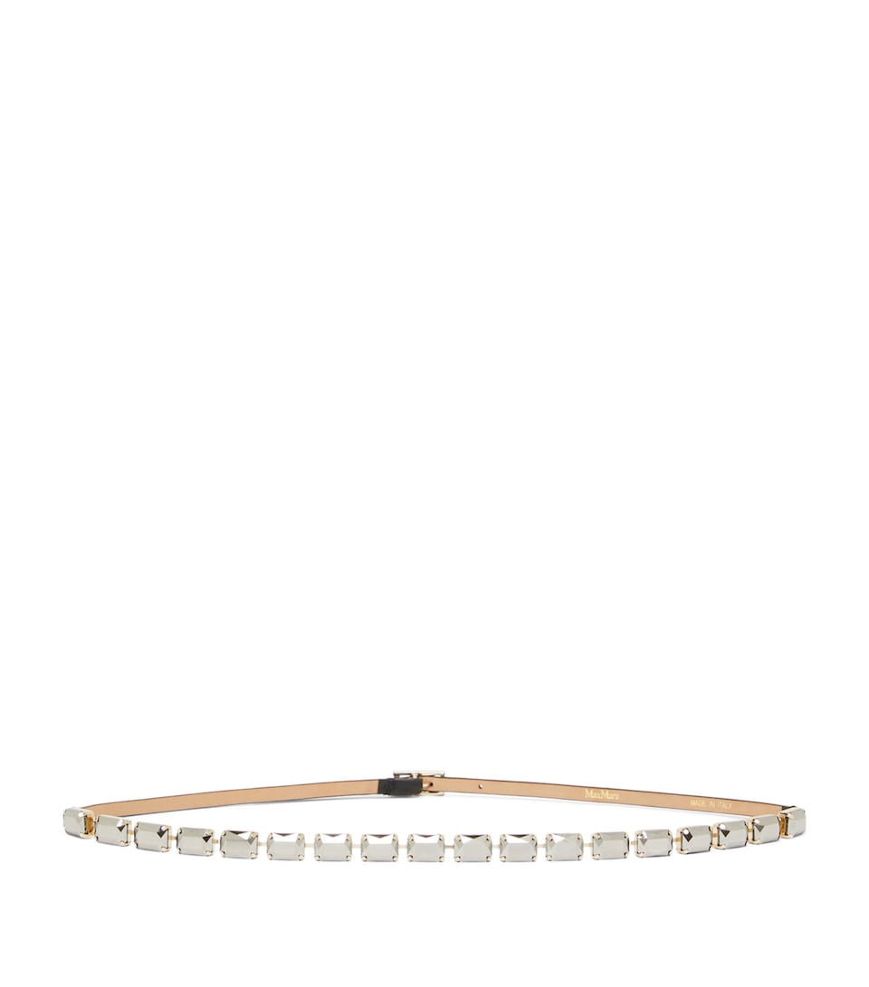 Max Mara Nappa Leather Jewelled Belt Black