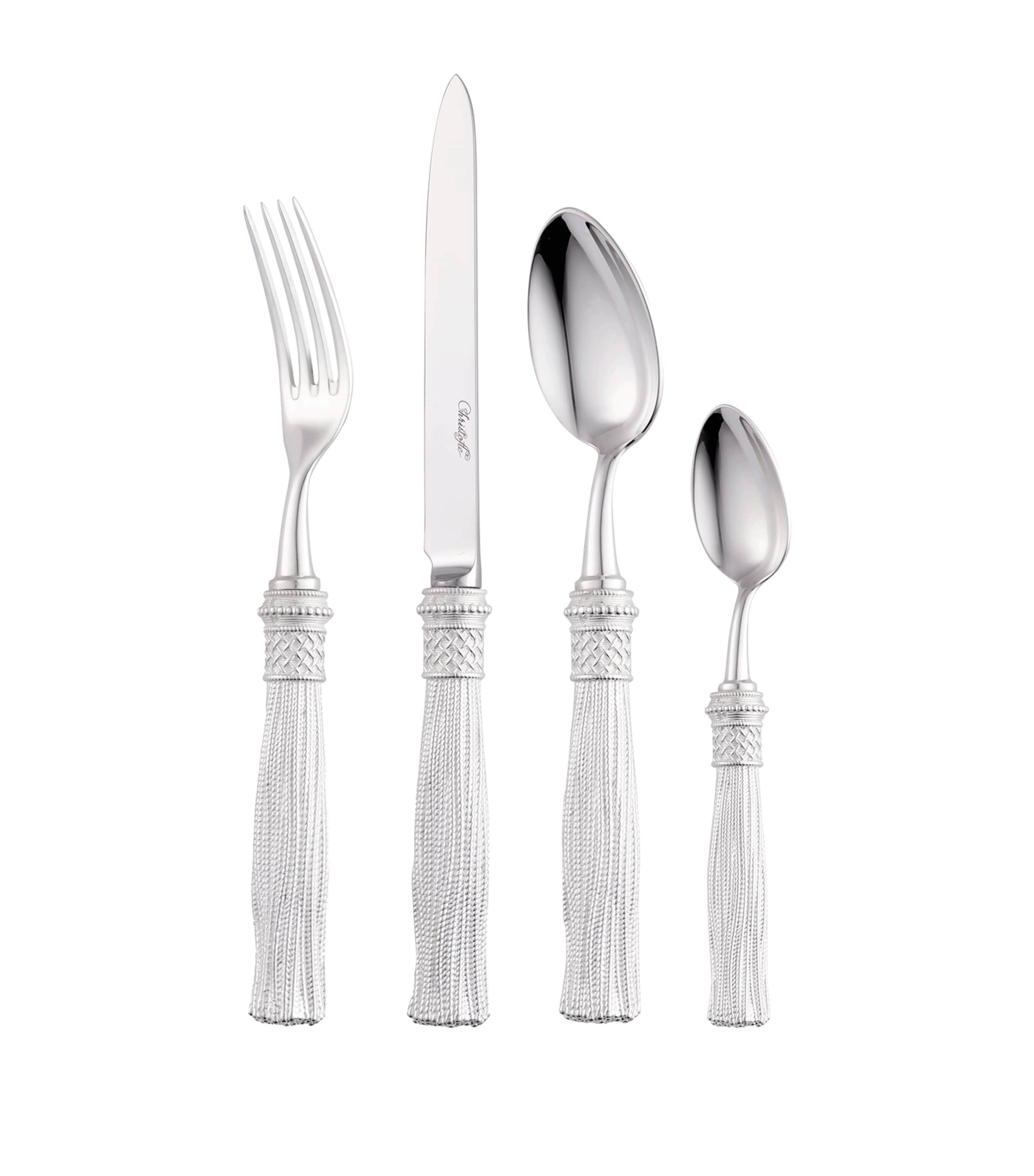 Christofle Pompon Silver-Plated 4-Piece Cutlery Set Silver