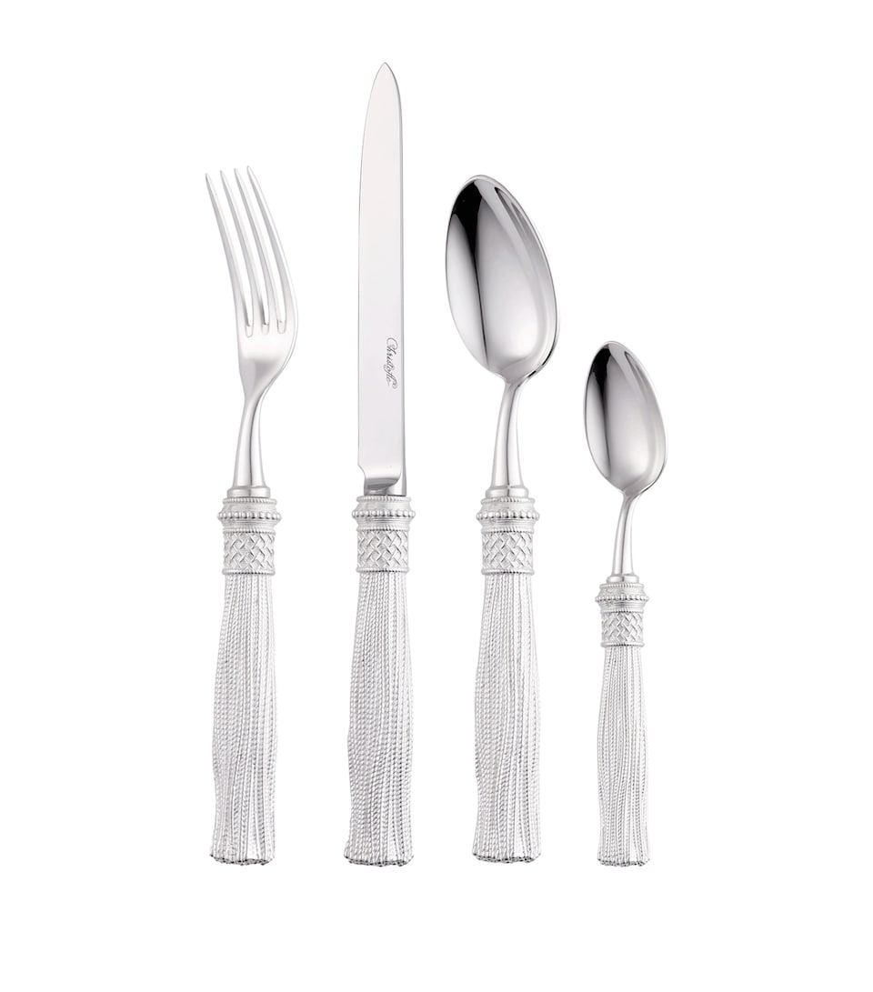 Christofle Pompon Silver-Plated 4-Piece Cutlery Set Silver