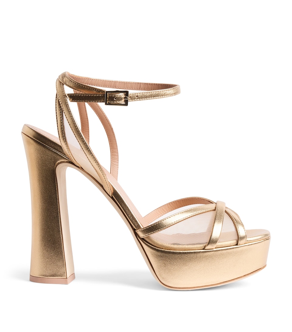 Malone Souliers Metallic Leather Sylvie Platform Sandals 125 Antique Gold