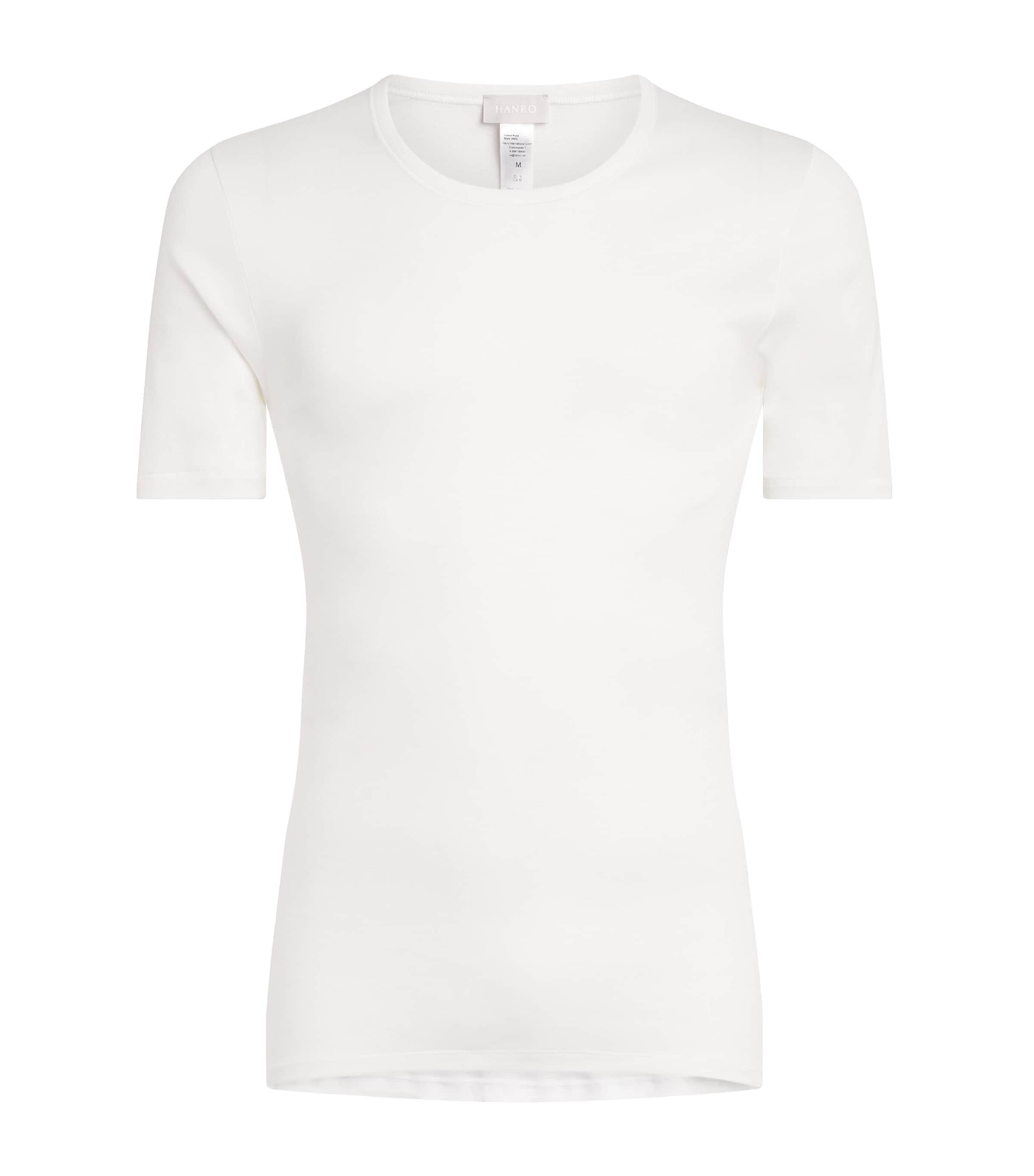 Hanro Mens Cotton Round-Neck T-Shirt White
