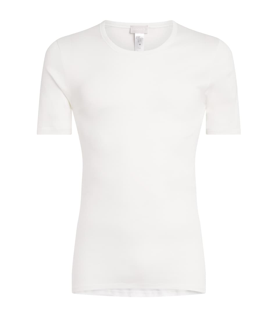 Hanro Mens Cotton Round-Neck T-Shirt White