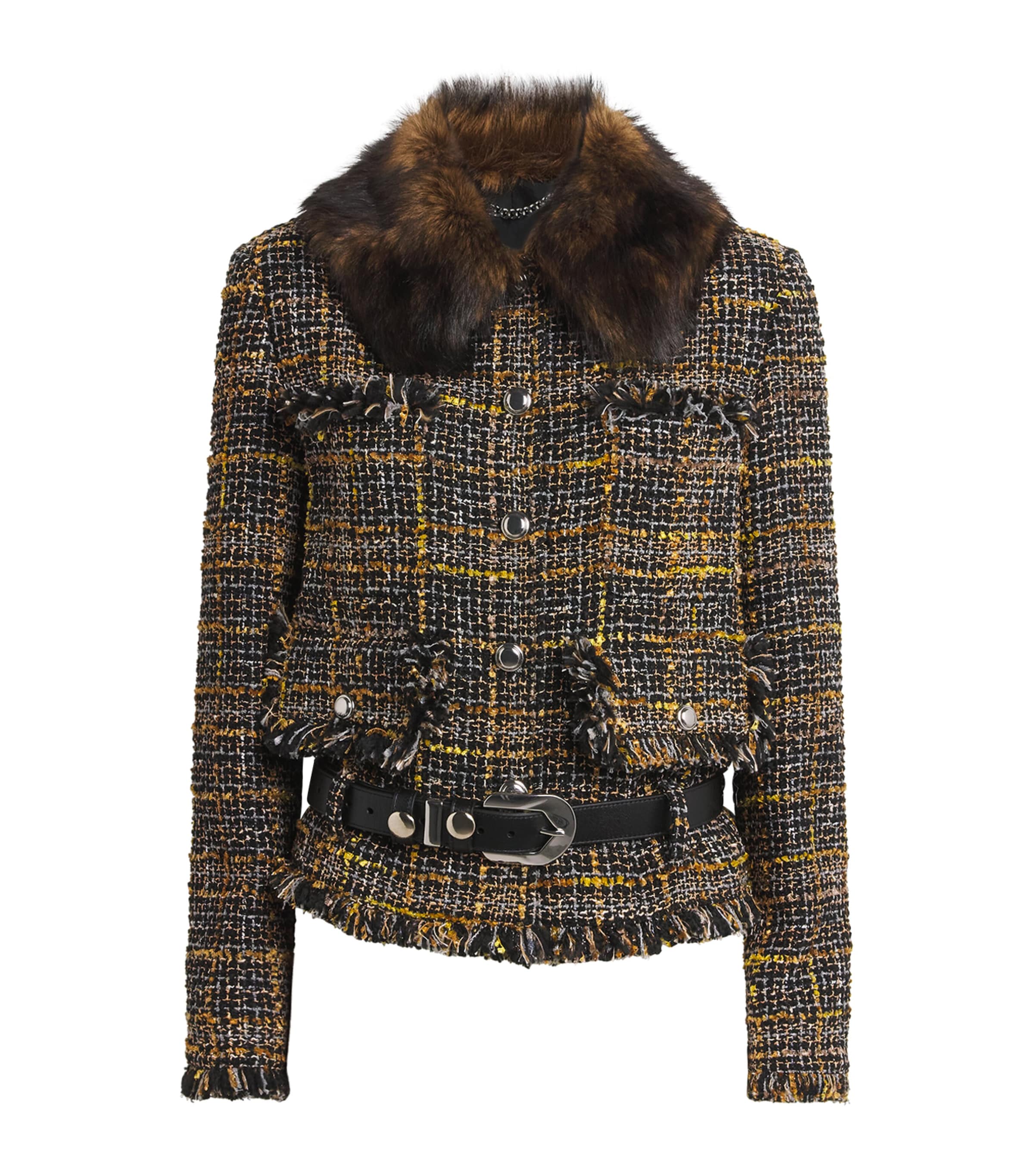 Altuzarra Womens Tweed Simons Bomber Jacket Black