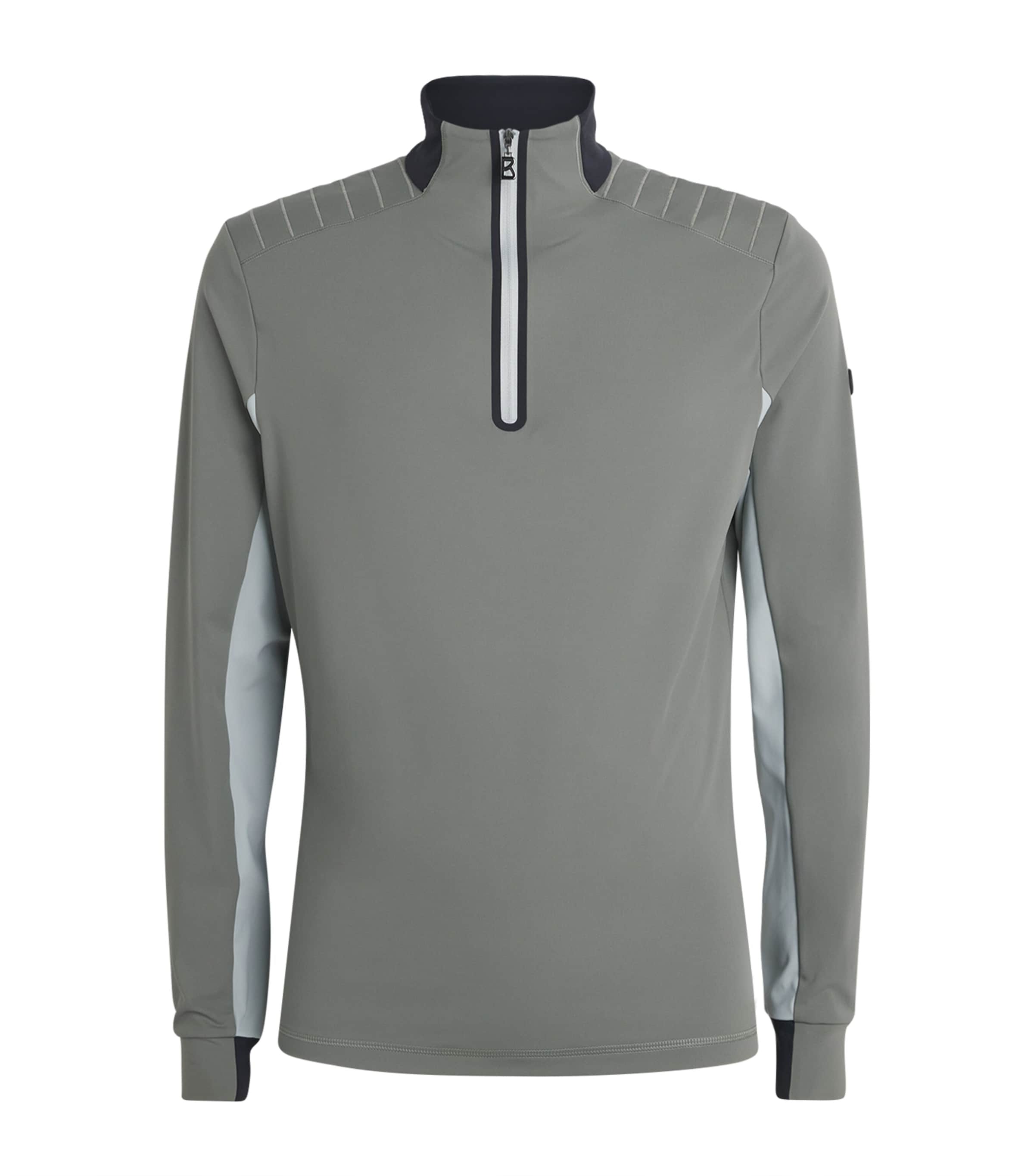 Bogner Mens Quarter-Zip Tarion Base Layer Slate Green
