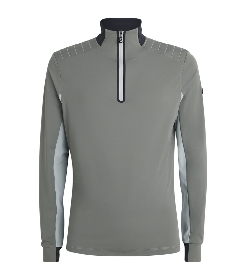 Bogner Mens Quarter-Zip Tarion Base Layer Slate Green