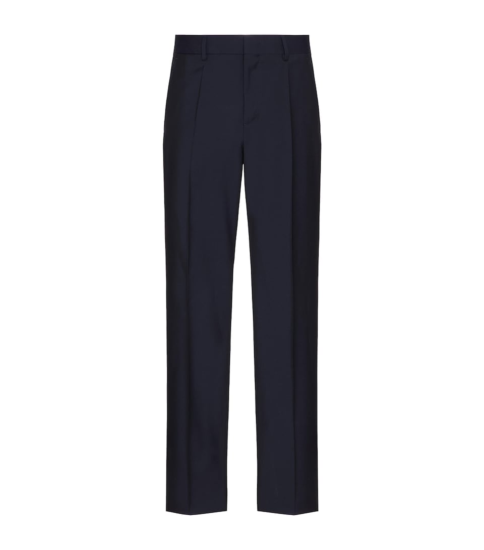 Wool-Mohair Drawstring Straight Trousers