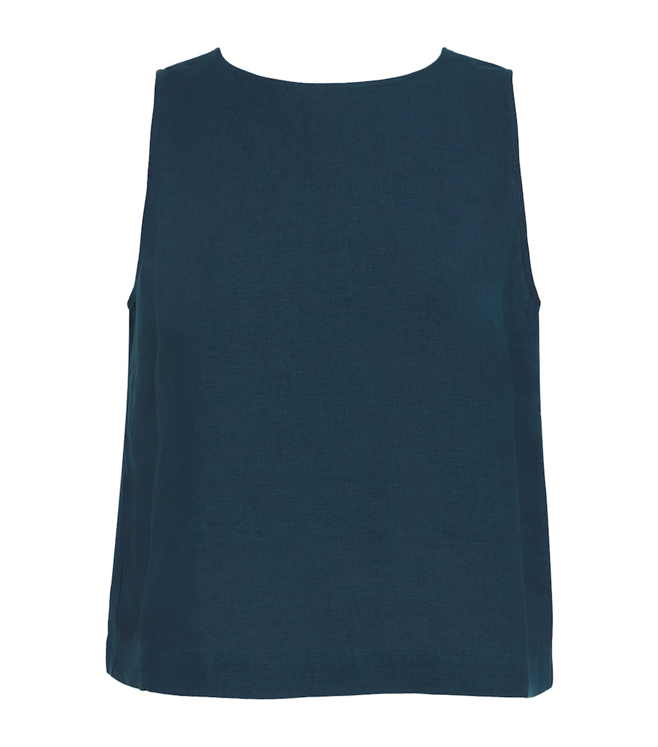 Eres Womens Linen Sleeveless Ravie Blouse Ocean