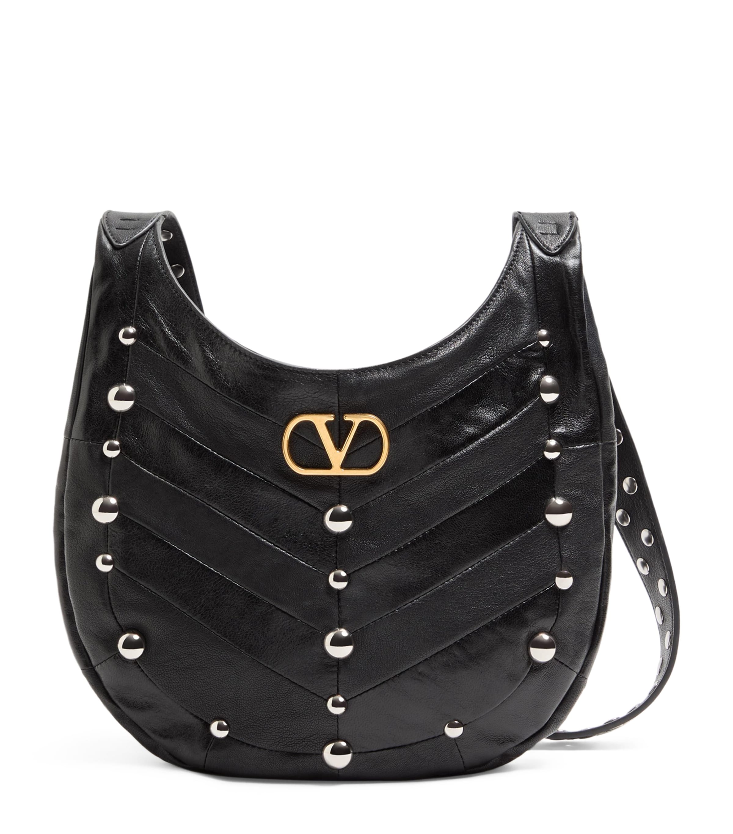 Valentino Garavani Womens Small Leather Hoboho Shoulder Bag