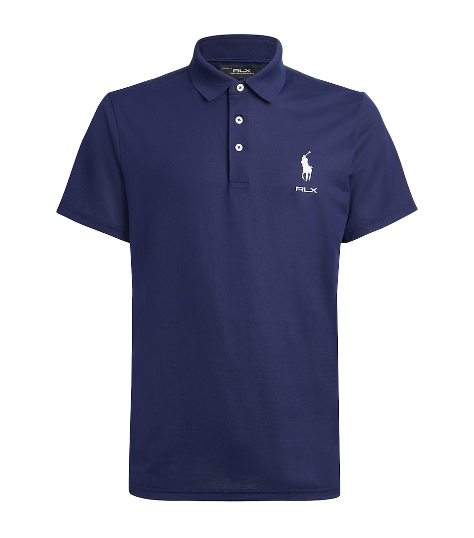 RLX Ralph Lauren Mens Tailored-Fit Performance Polo Shirt Refined Navy