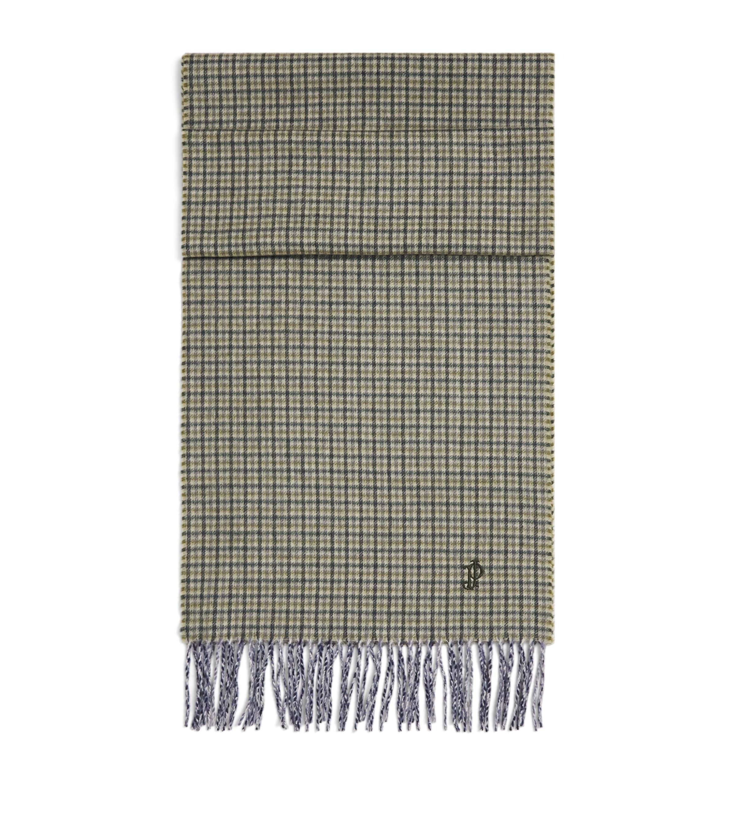 Purdey Cashmere Sterling Houndstooth Scarf Sea