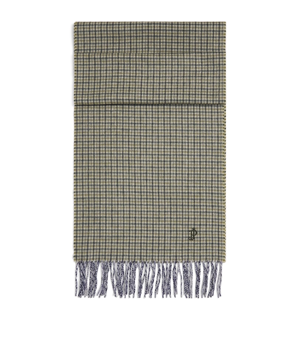 Purdey Cashmere Sterling Houndstooth Scarf Sea