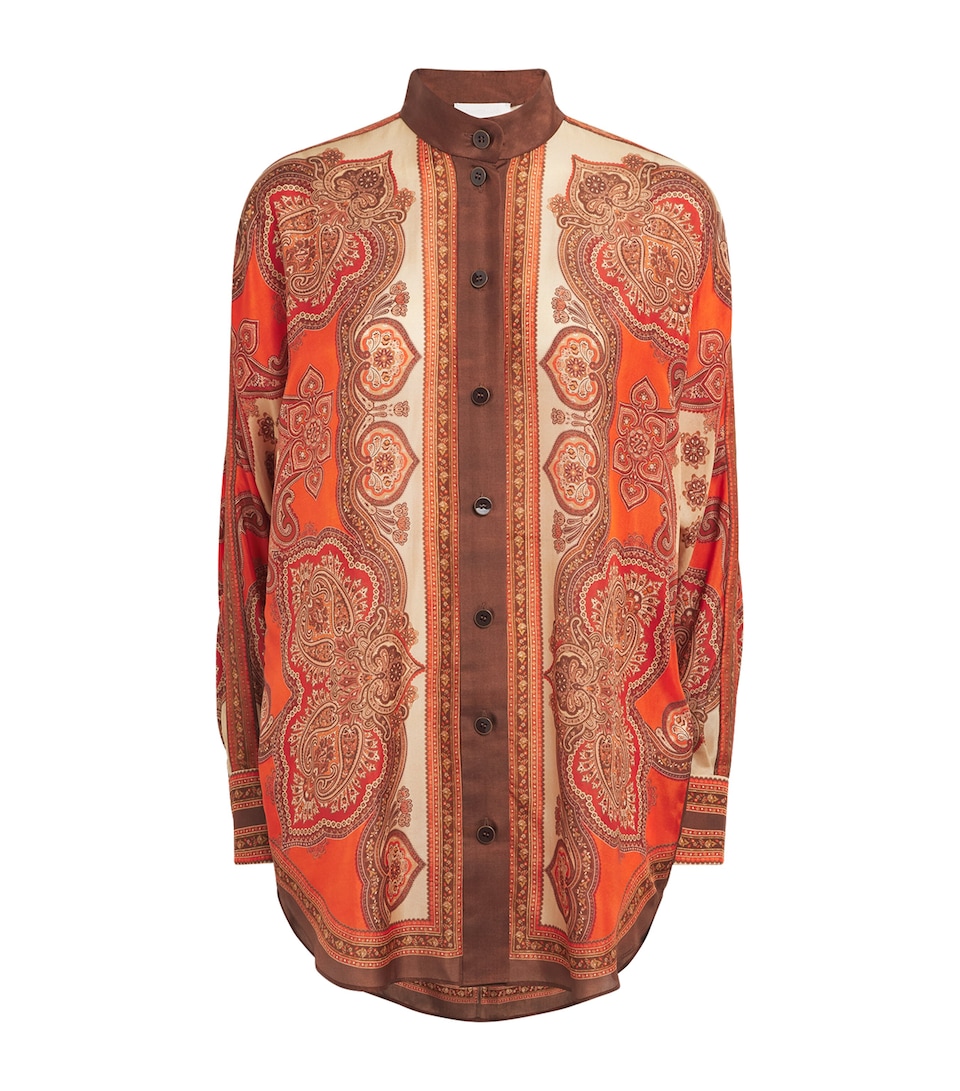 Zimmermann Womens Silk Mahon Shirt Tangerine Paisley