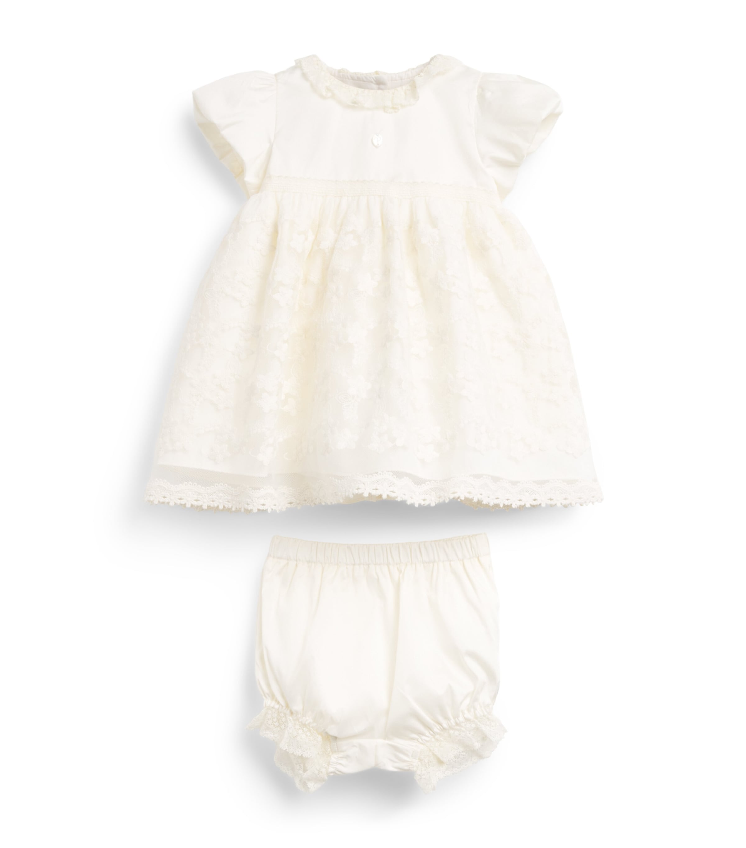 Patachou Lace-Trim Dress and Bloomers Set (0-24 Months) Beige
