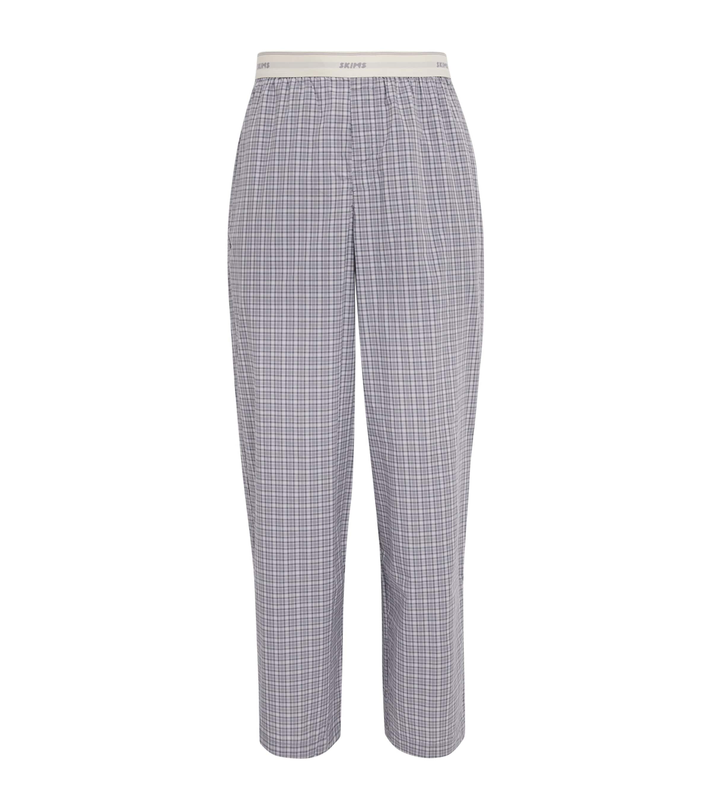 Skims Mens Cotton Check Pyjama Bottoms Full Moon Check