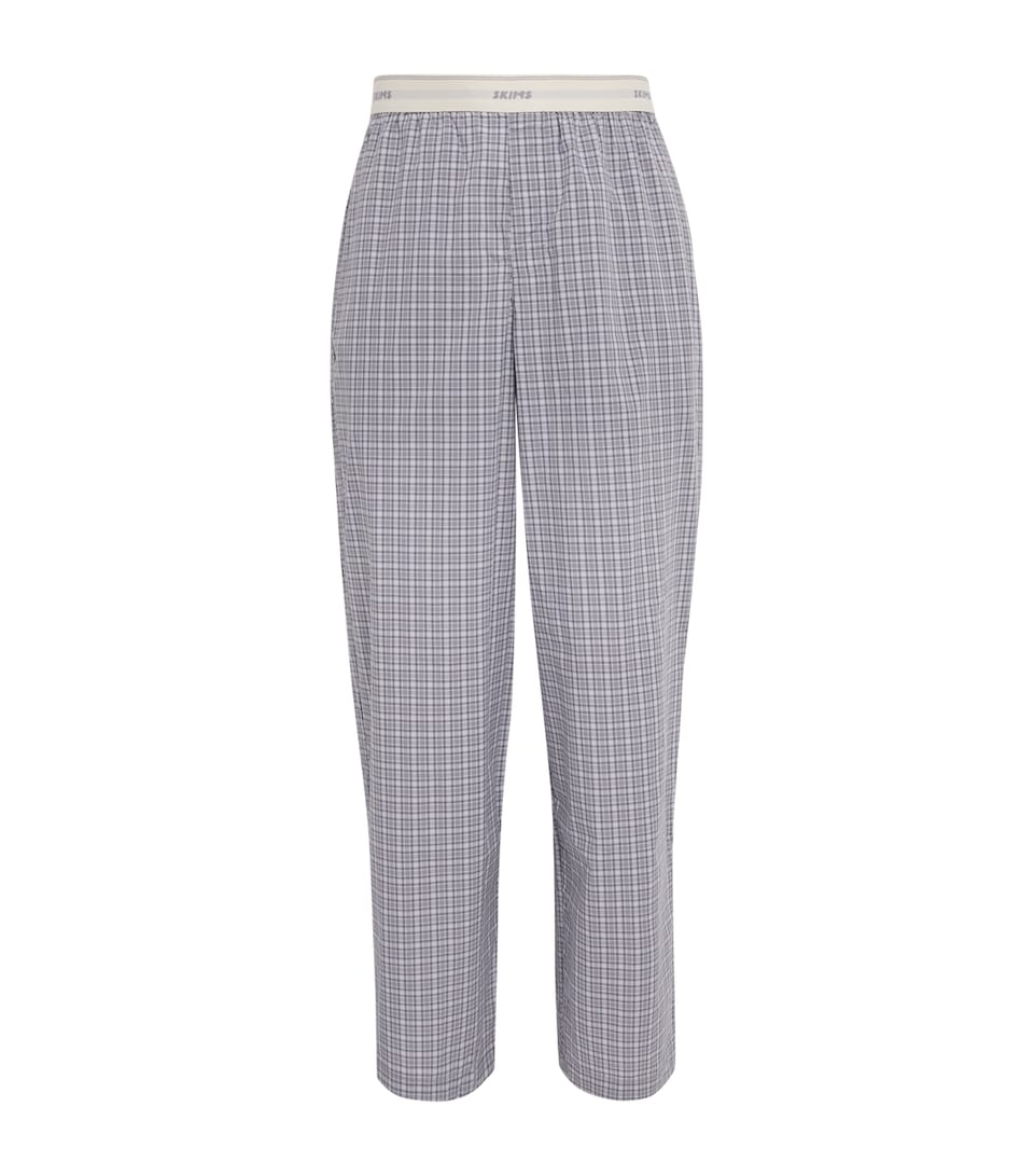 Skims Mens Cotton Check Pyjama Bottoms Full Moon Check