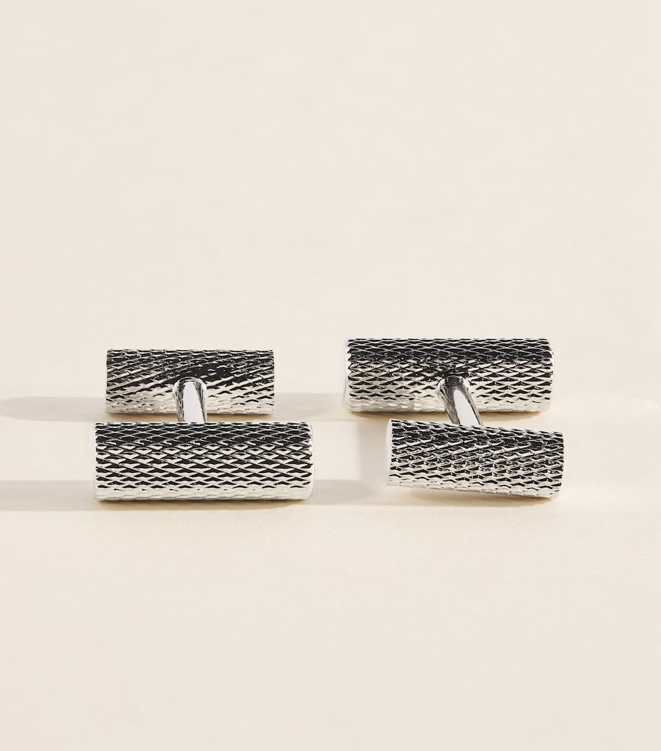 Babette Wasserman Rhodium-Plated Thread Bar Cufflinks Rhodium
