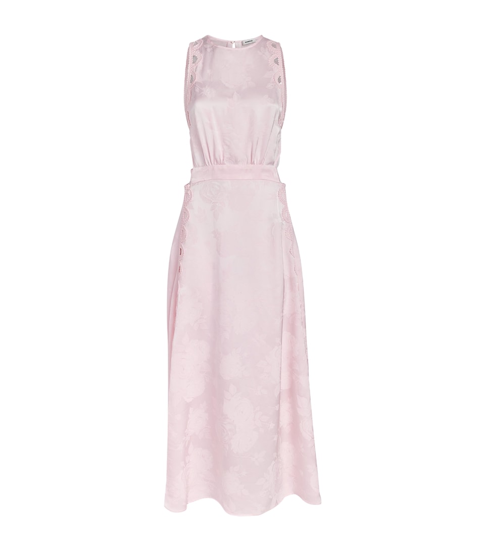 Sandro Paris Womens Satin Cut-Out Midi Dress Pink