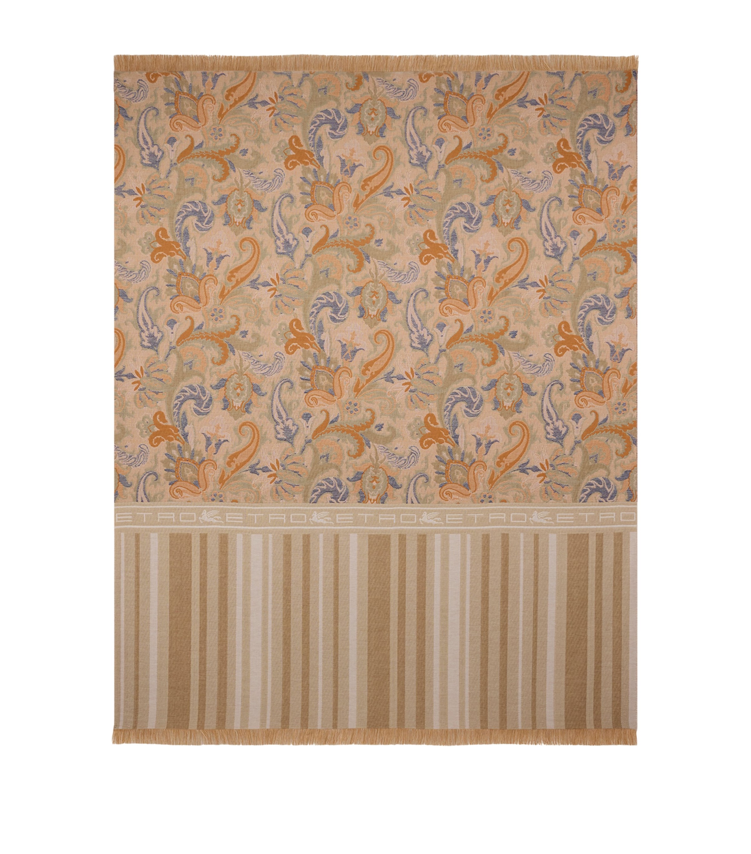 Etro Wool-Cotton Jacquard Farley Throw (140cm x 180cm) Beige