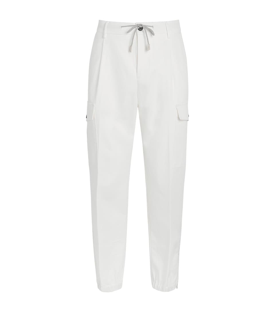 Eleventy Mens Cotton Cargo Trousers Bianco
