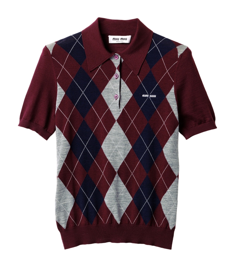 Wool Argyle Polo Shirt