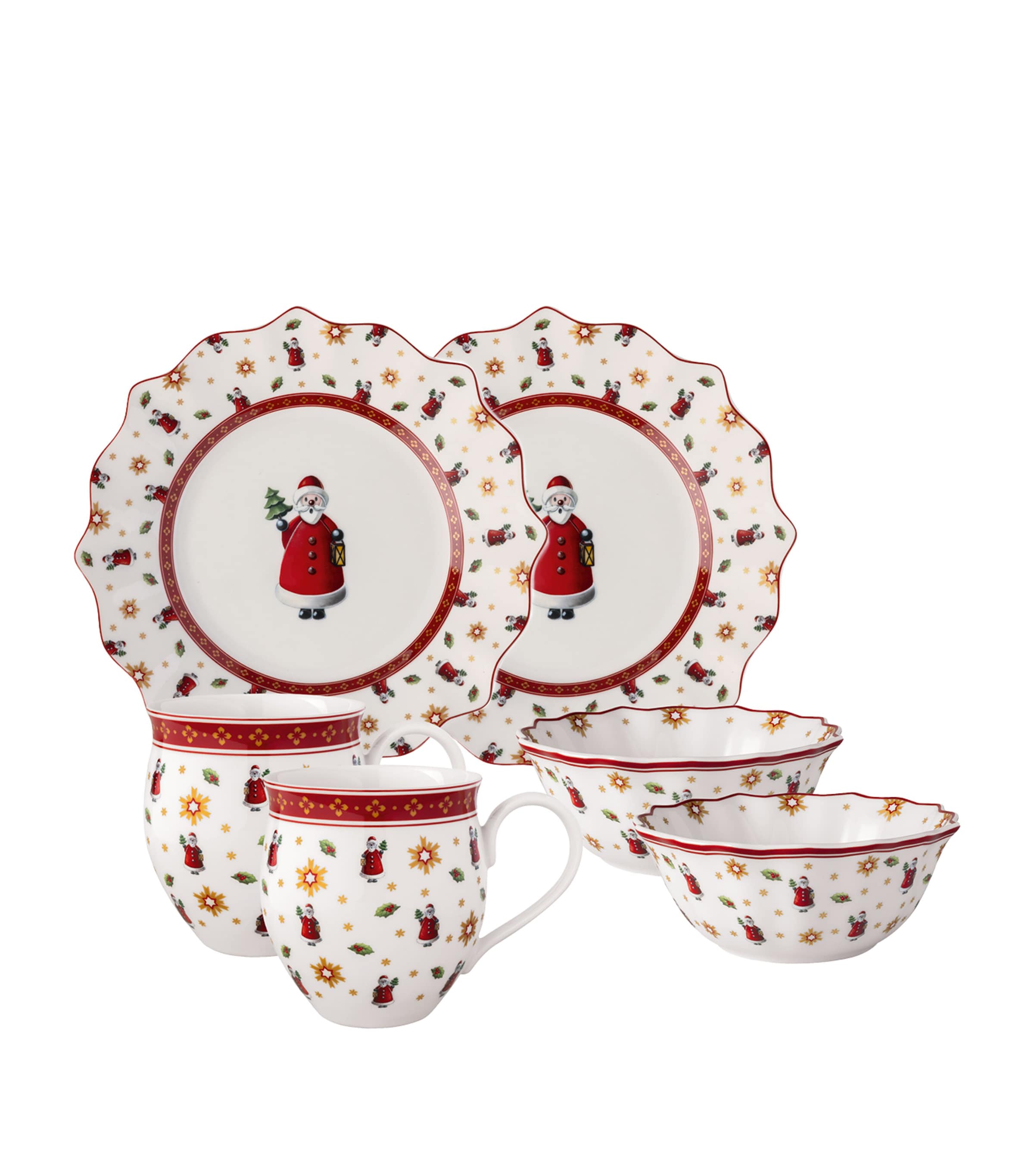 Porcelain Santa Toy's Delight 6-Piece Breakfast Set