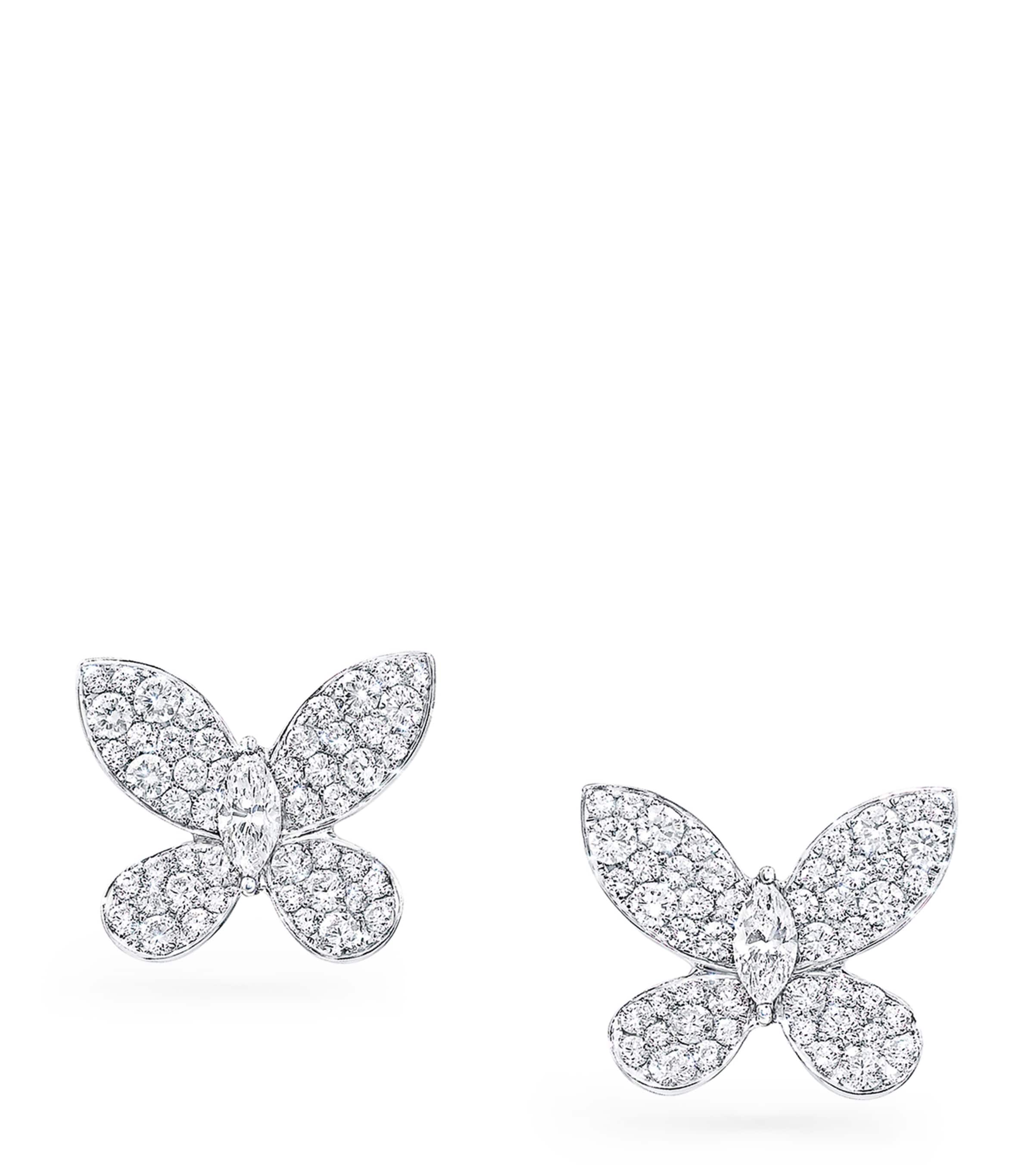 White Gold and Diamond Butterfly Stud Earrings