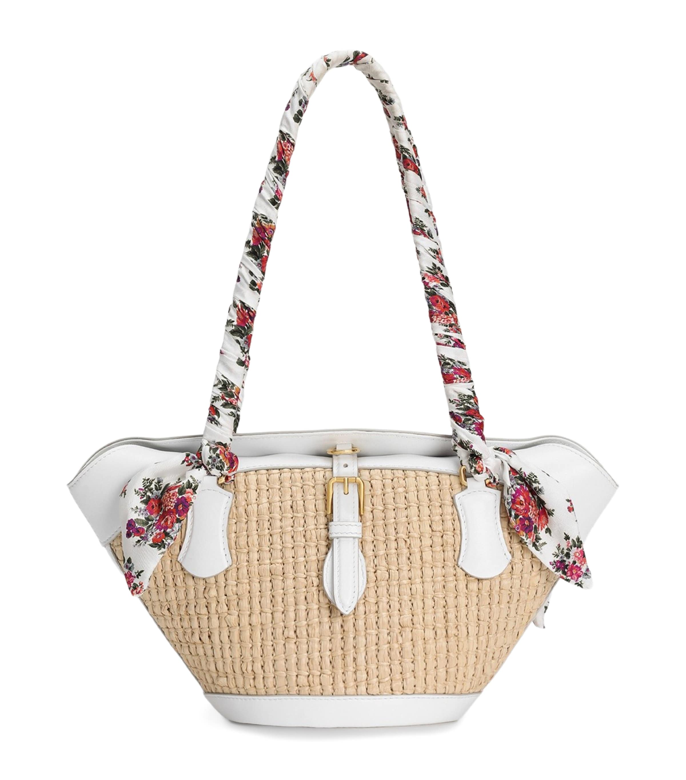 Dolce&Gabbana Raffia Capri Coppa Shoulder Bag Crema/bia