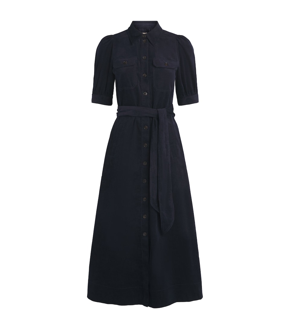ME+EM Womens Cotton Corduroy Midi Shirt Dress Navy