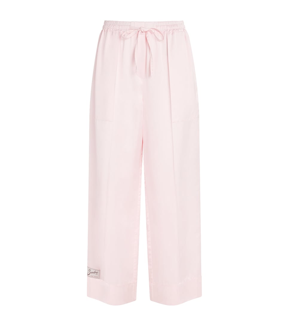 Sandro Paris Womens Satin Wide-Leg Trousers Light Pink