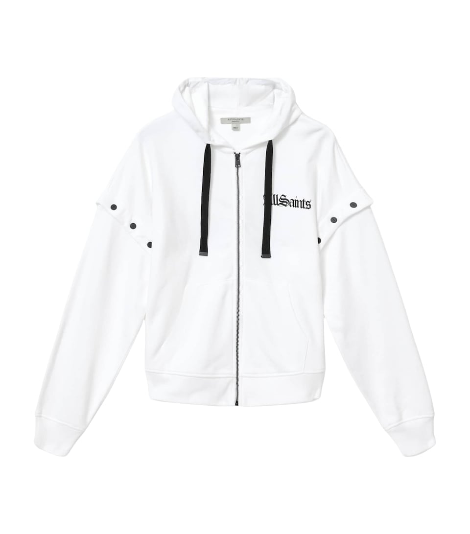 AllSaints Womens Cotton Graphic Print Amphia Hoodie Optic White