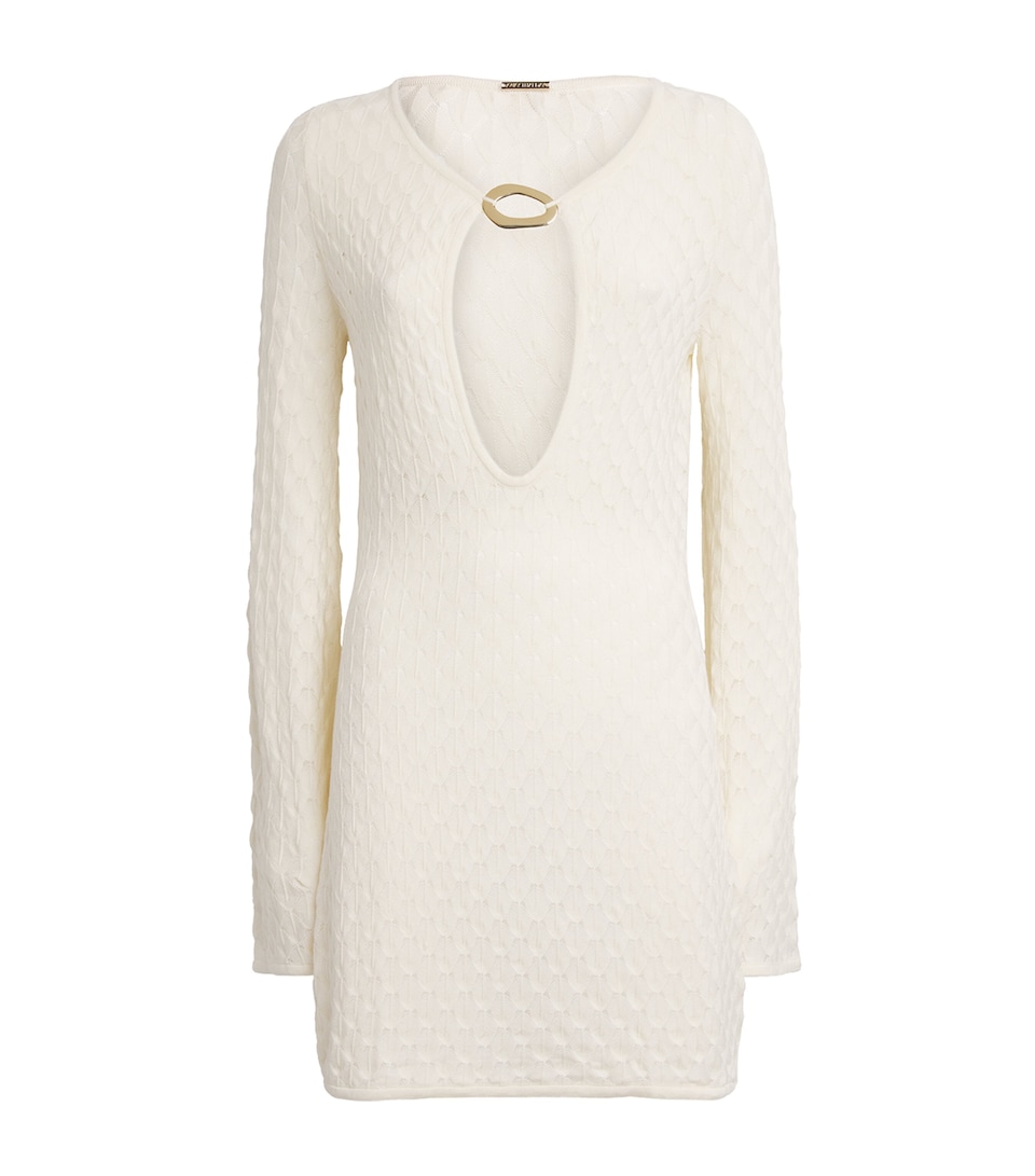 Crochet Long-Sleeve Havana Mini Dress