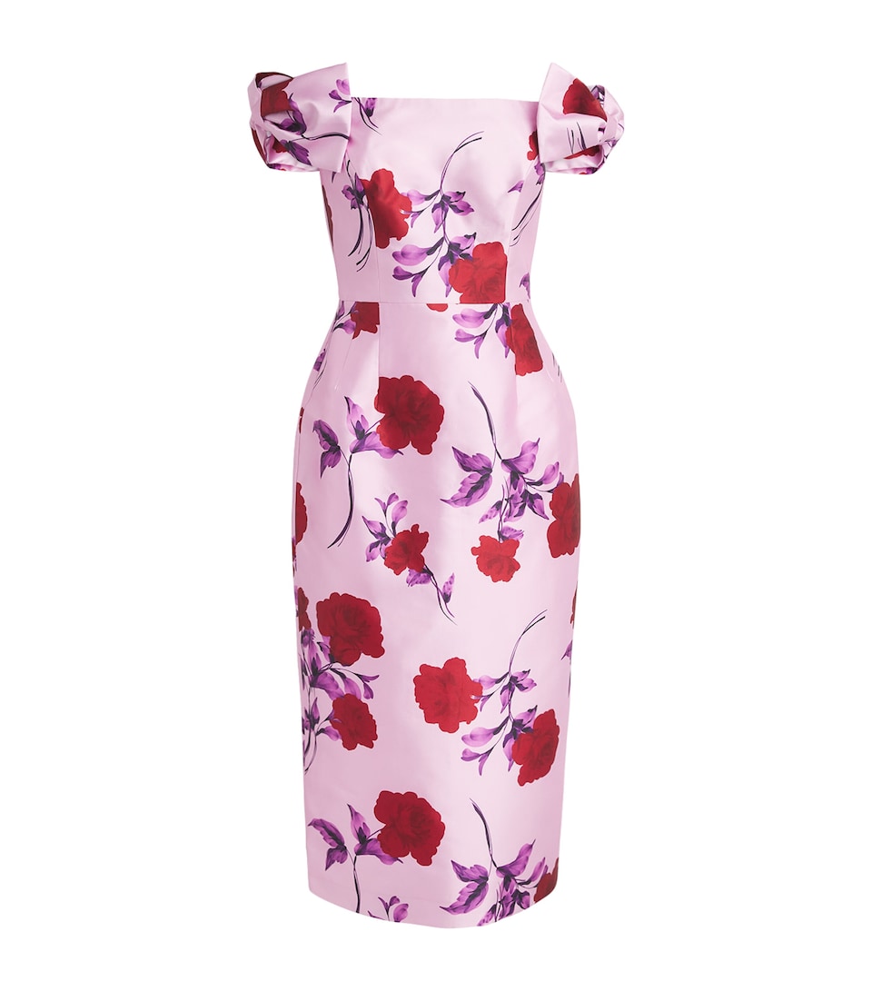 Rebecca Vallance Womens Off-Shoulder Melora Midi Dress Lilac Vintage Rose
