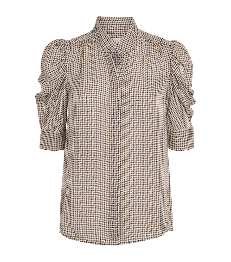 Silk Houndstooth Gillian Top