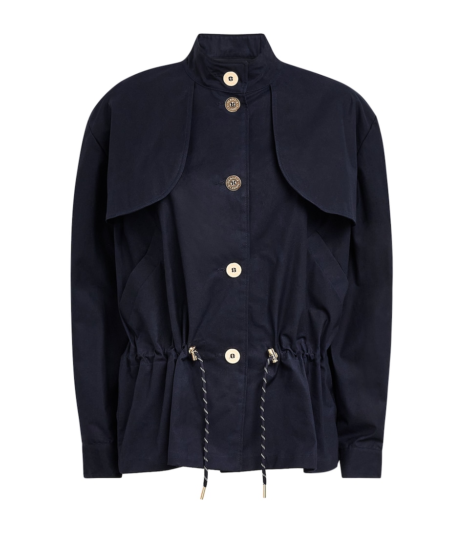 Claudie Pierlot Womens Cotton Waxed Gabardine Jacket Navy