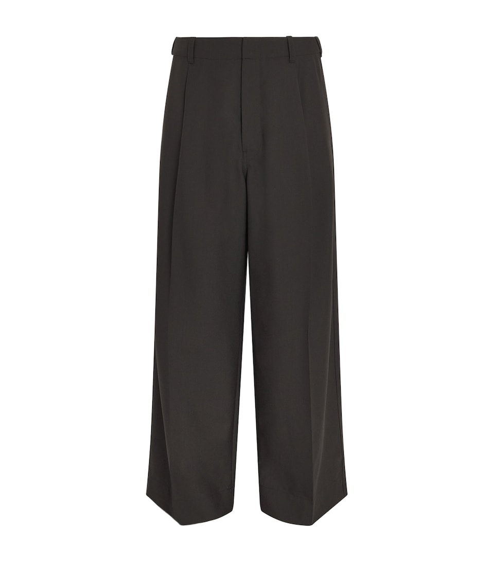Lemaire Mens Pleated Straight Trousers Moss