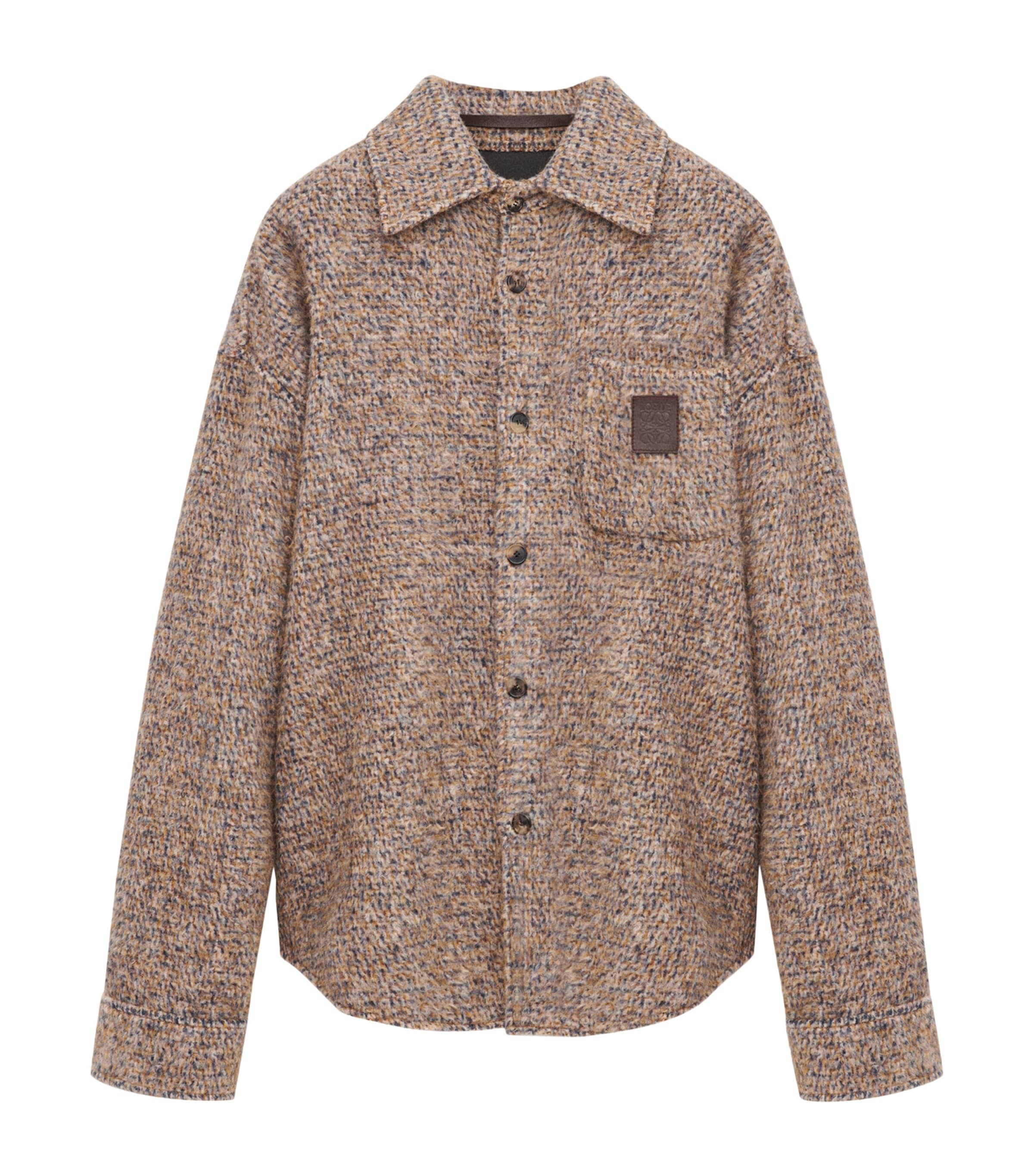 Wool-Blend Micro-Check Overshirt