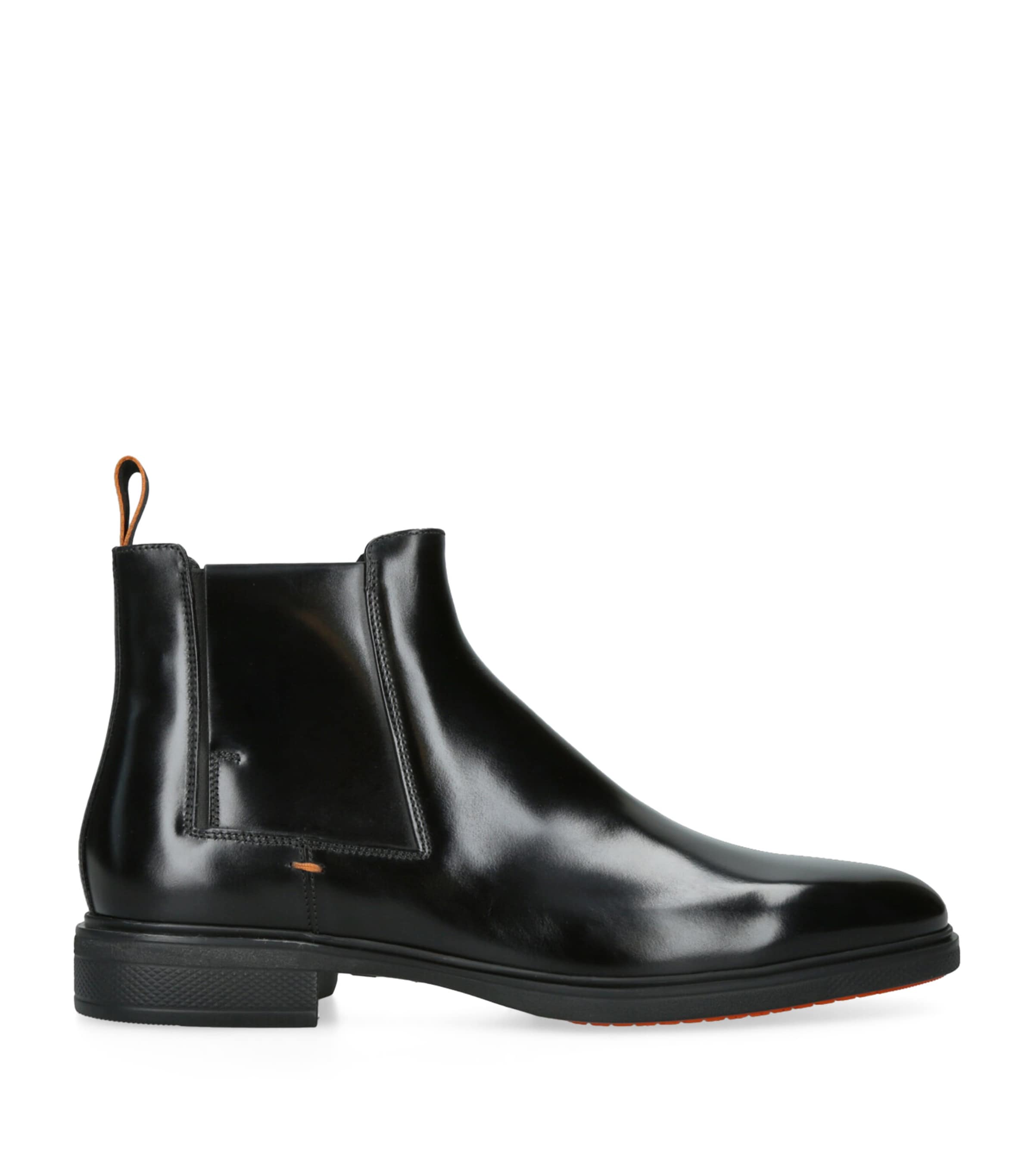 Santoni Leather Easy-On Chelsea Boots Black