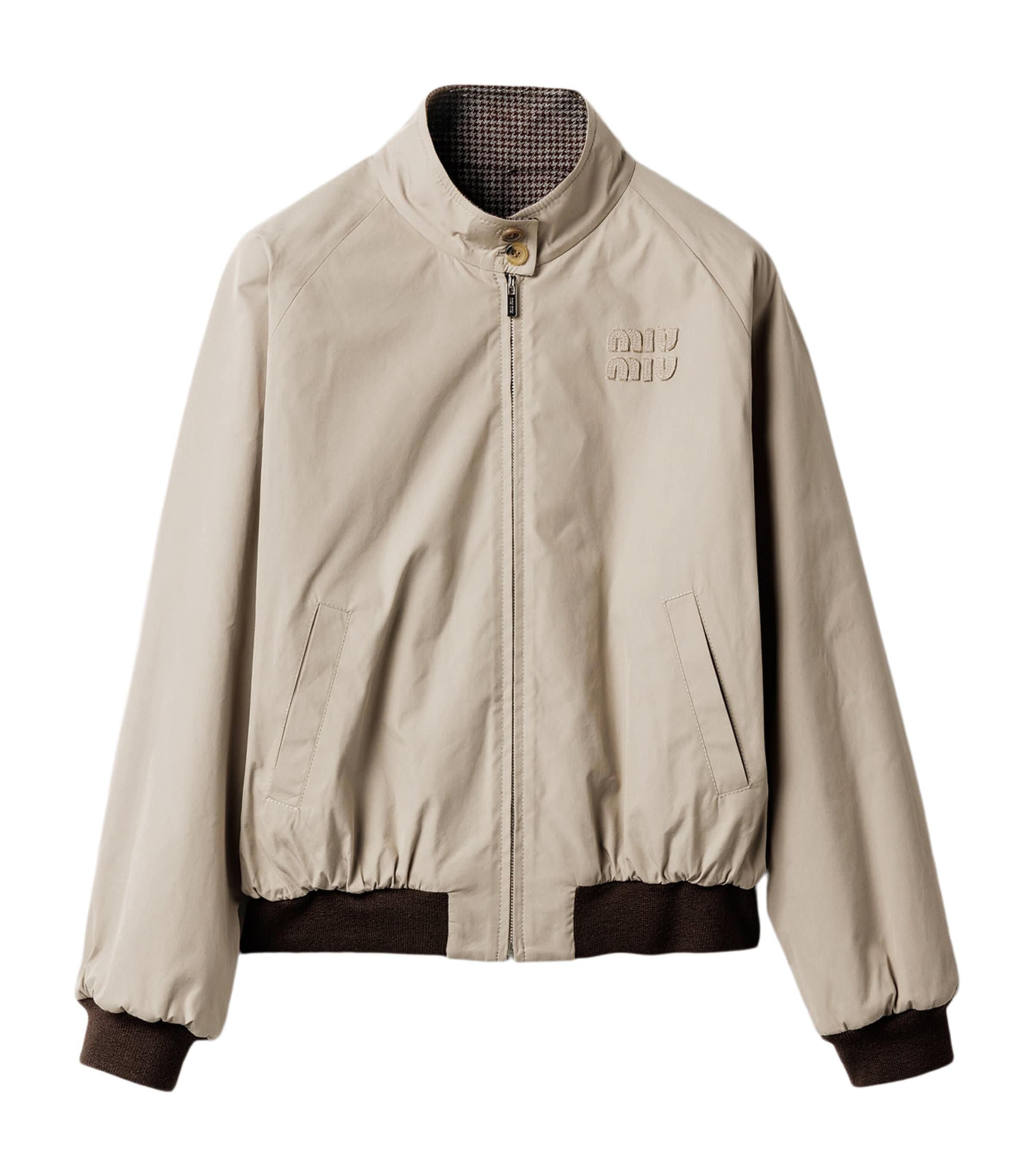 Miu Miu Womens Cotton-Blend Reversible Blouson Jacket