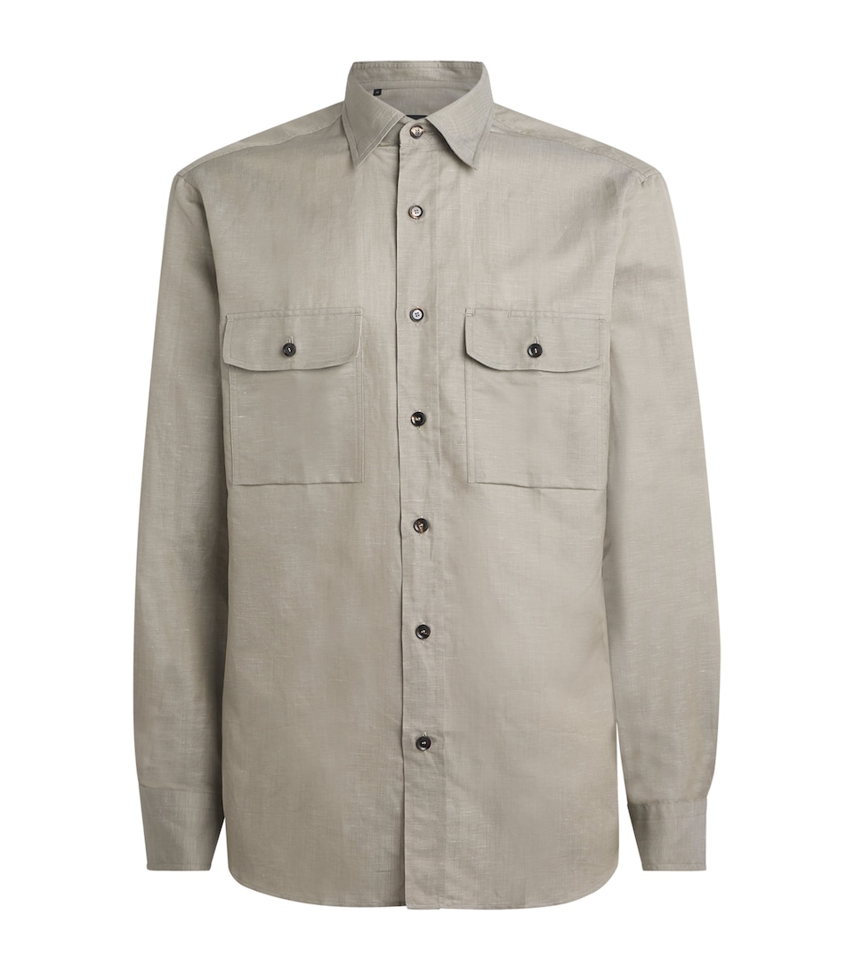 Cotton-Linen Twin-Pocket Shirt