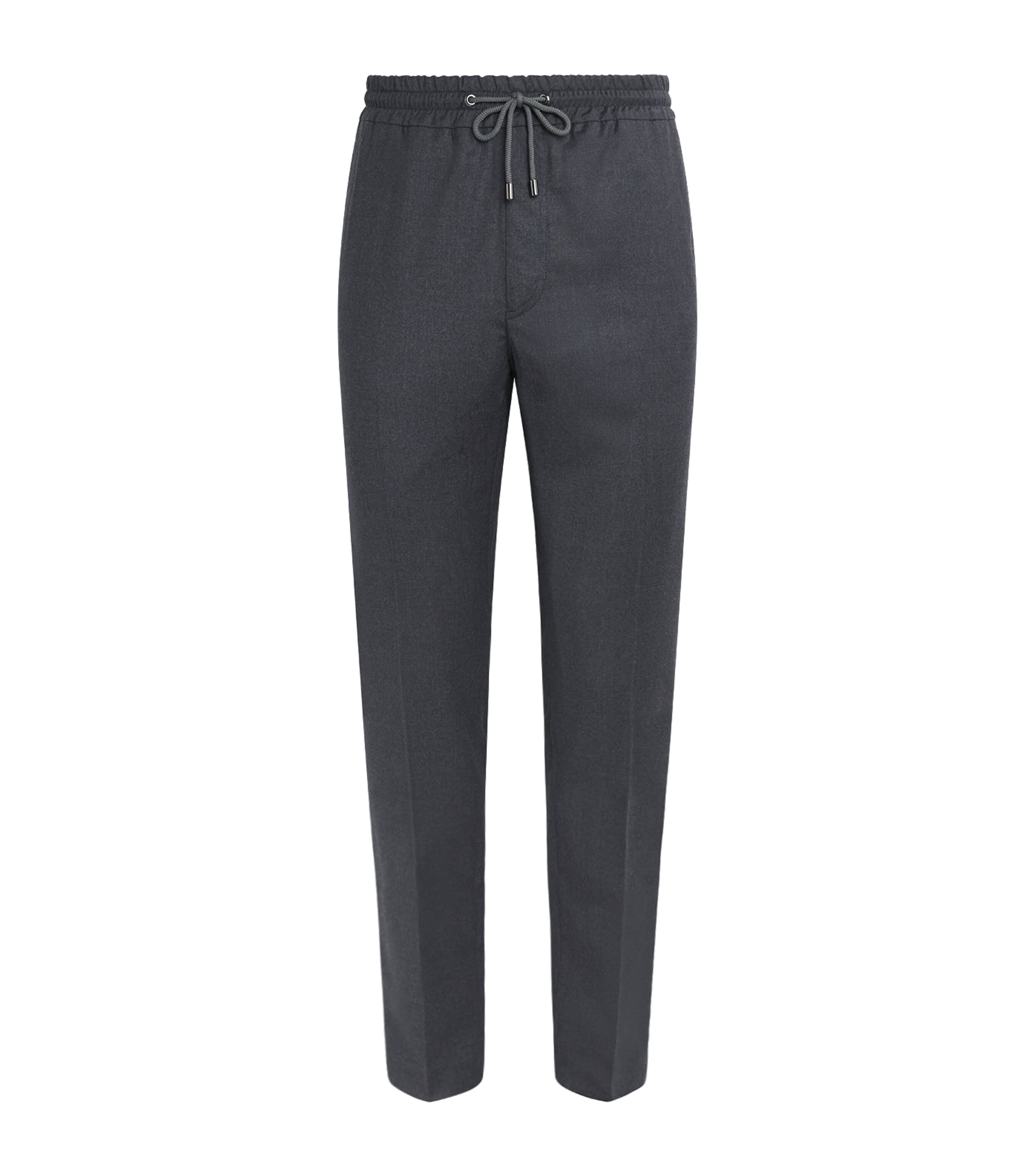 Pal Zileri Mens Stretch-Virgin Wool Drawstring Trousers Grey