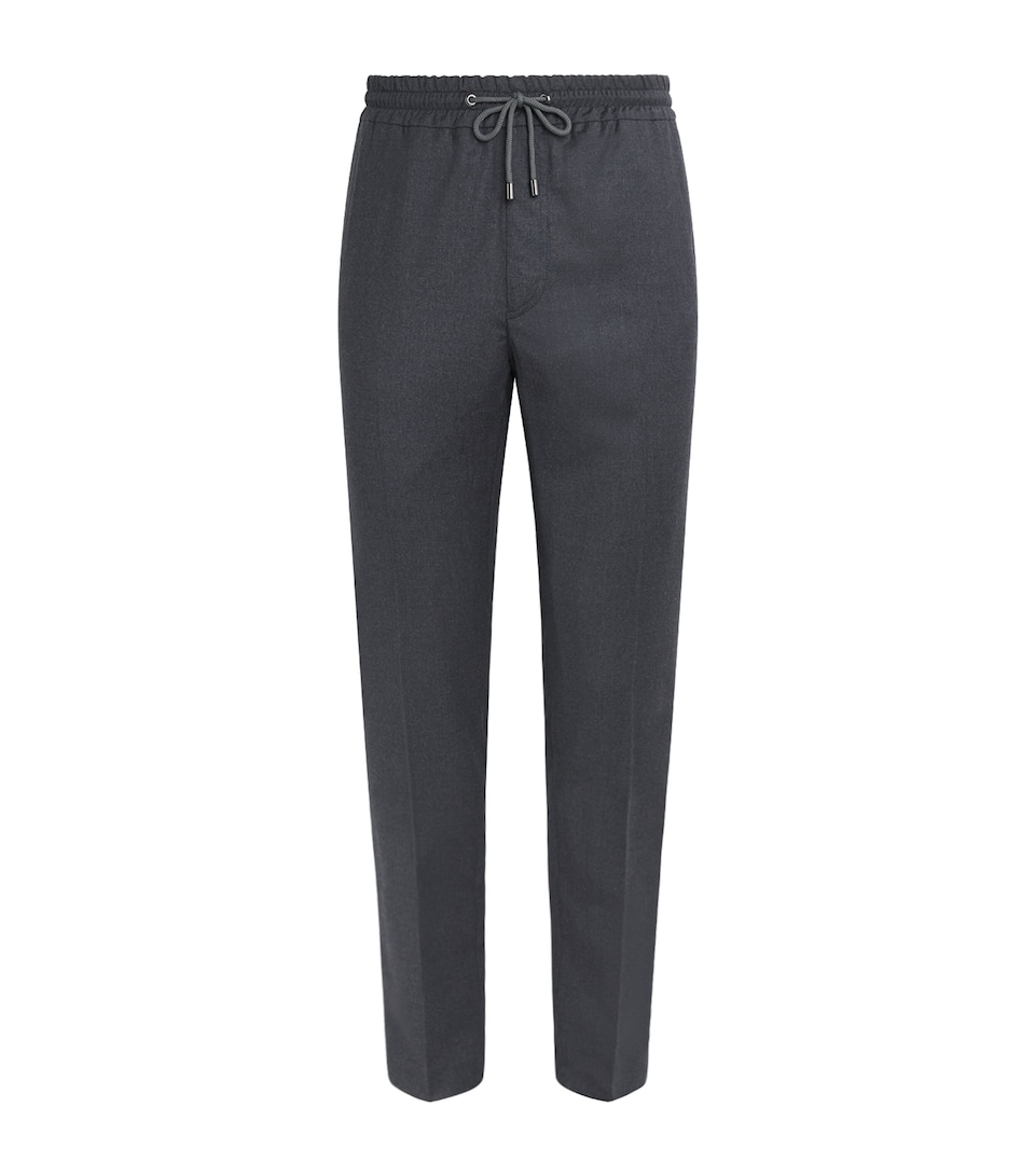 Pal Zileri Mens Stretch-Virgin Wool Drawstring Trousers Grey