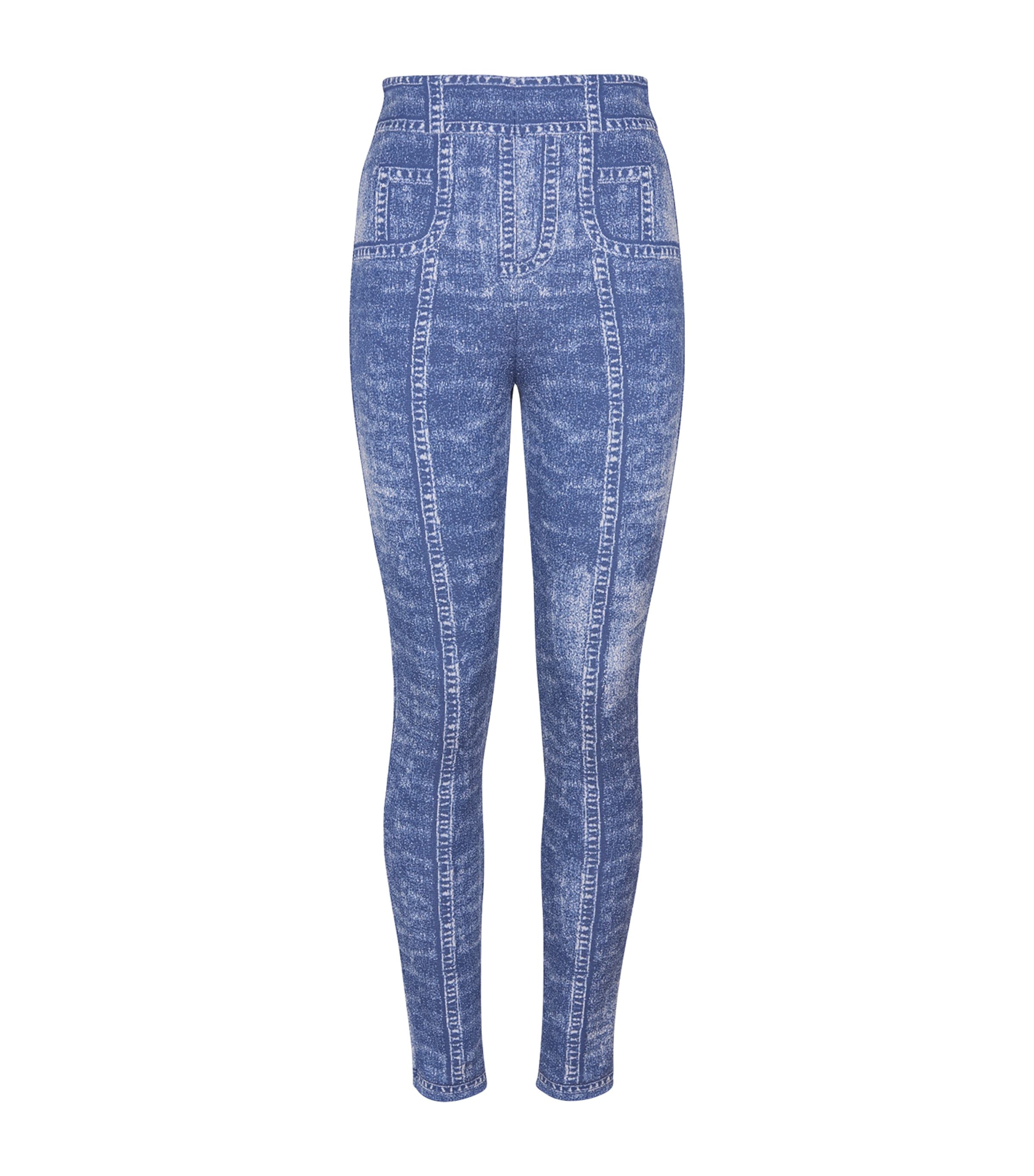 High-Waist Denim-Effect Leggings