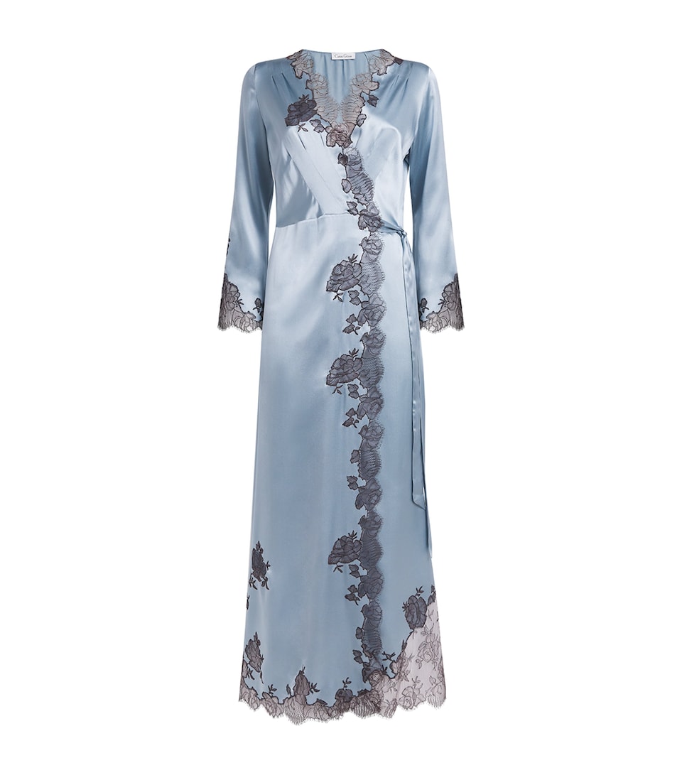 Silk Lace-Detail Long Robe