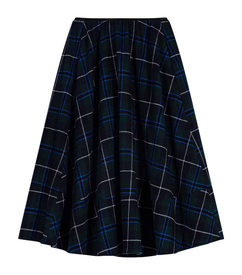 Maje Womens Tartan Flared Midi Skirt Bottle Green