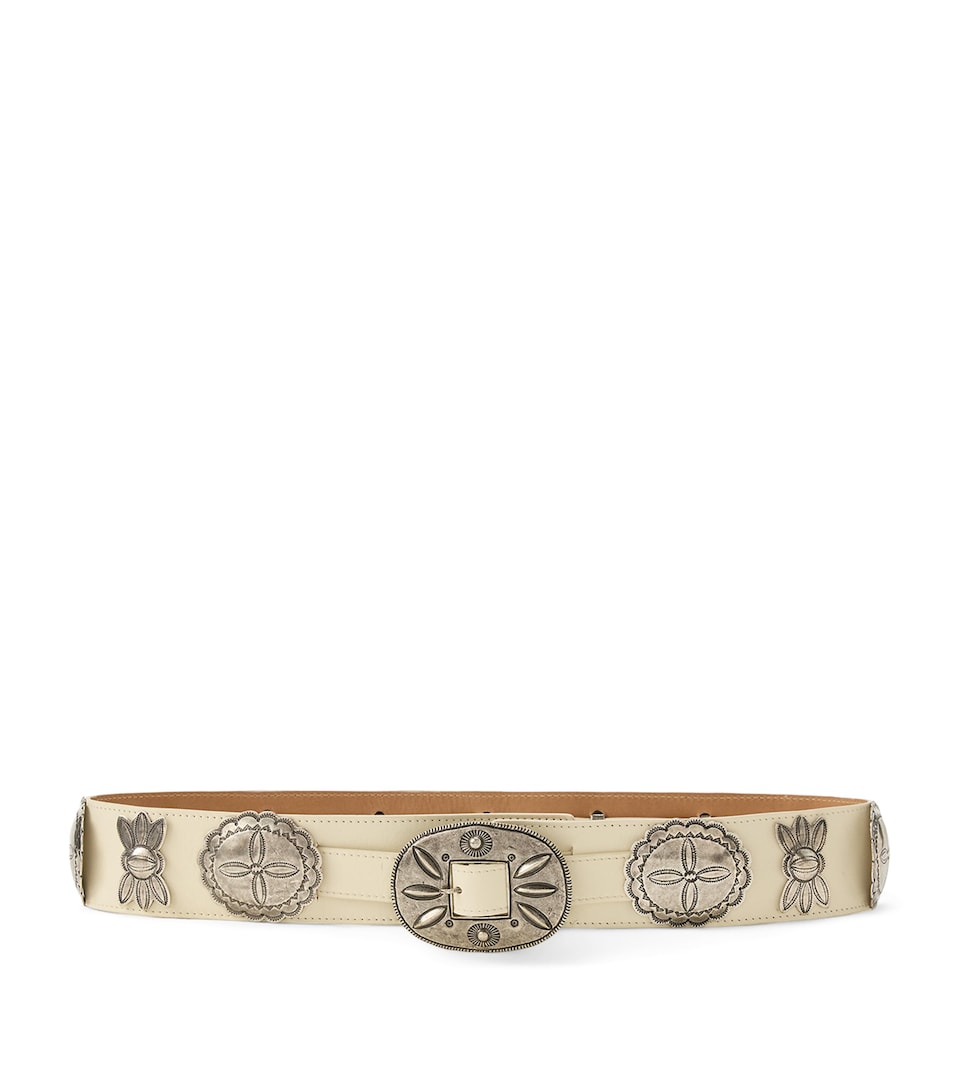 Ralph Lauren Leather Vachetta Concho Belt Lux Cream