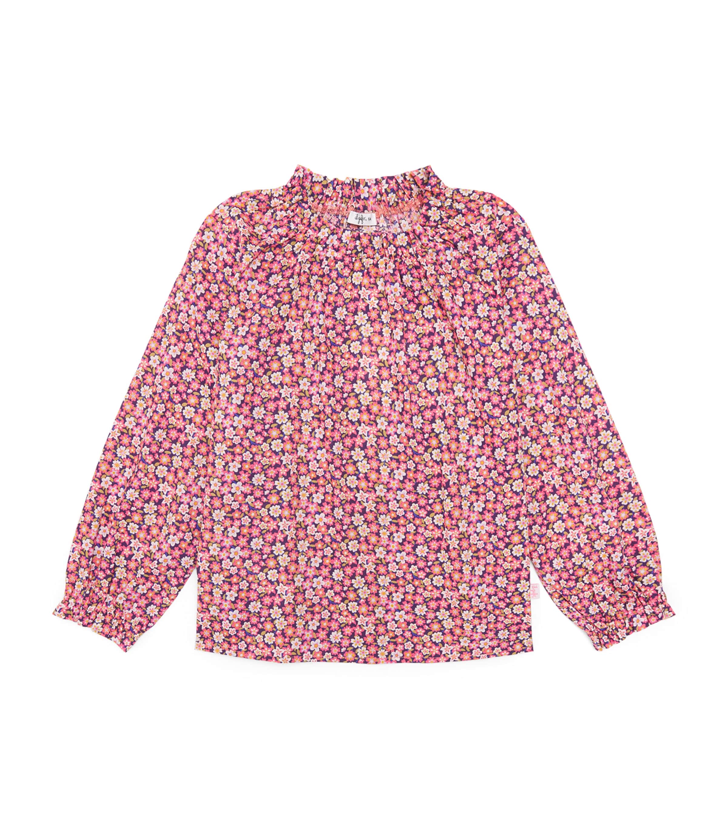 Il Gufo Floral Ruffle-Neck Blouse (2-14 Years) Strawberry