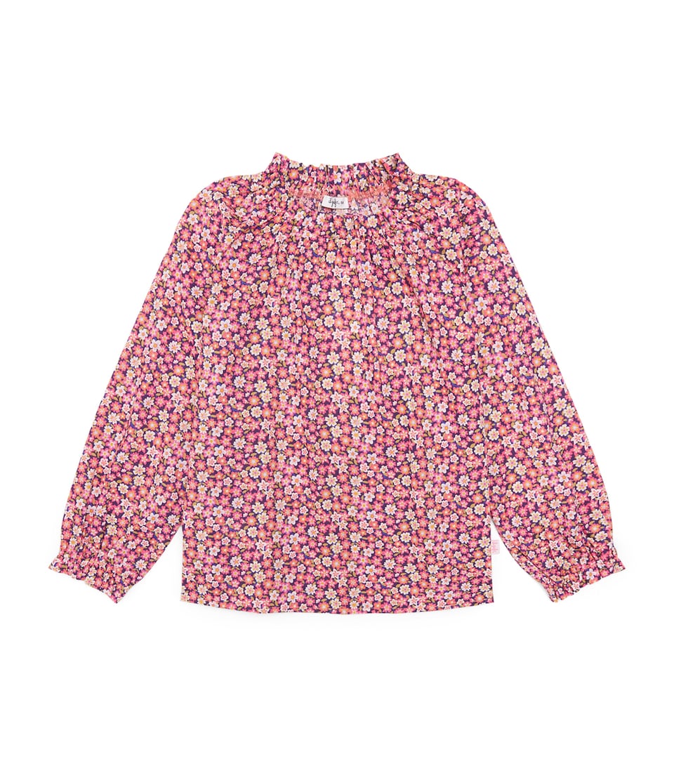 Il Gufo Floral Ruffle-Neck Blouse (2-14 Years) Strawberry
