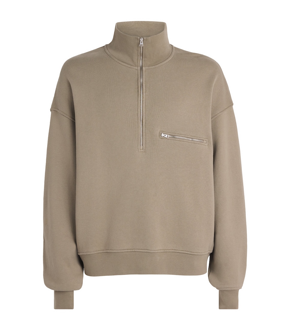 AGOLDE Mens Cotton Pavillion Half-Zip Sweatshirt Trail